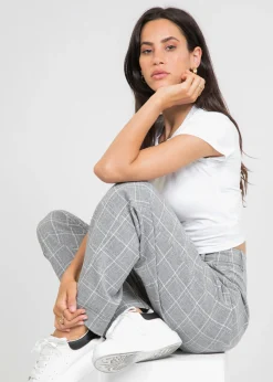 Pantalons^Outfitbook Pantalon taille haute à carreaux gris