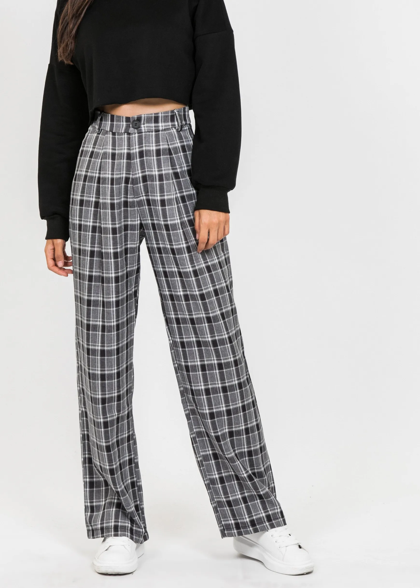 Pantalons^Outfitbook Pantalon large à carreaux NOIR