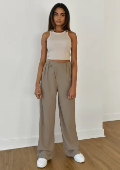 Pantalons^Outfitbook Pantalon large asymétrique TAUPE