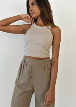 Pantalons^Outfitbook Pantalon large asymétrique TAUPE