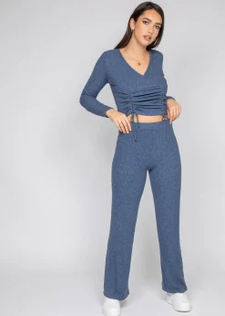 Pantalons^Outfitbook Pantalon large côtelé bleu