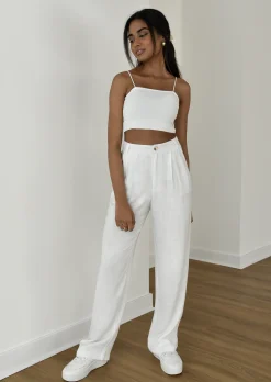 Pantalons^Outfitbook Pantalon large en lin BLANC
