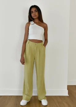 Pantalons^Outfitbook Pantalon large en lin VERT