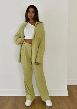 Pantalons^Outfitbook Pantalon large en lin VERT