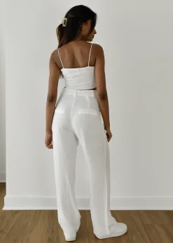 Pantalons^Outfitbook Pantalon large en lin BLANC