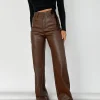 Pantalons^Outfitbook Pantalon large en simili cuir MARRON