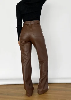 Pantalons^Outfitbook Pantalon large en simili cuir MARRON