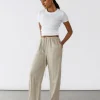 Pantalons^Outfitbook Pantalon large lin cordon TAUPE