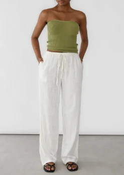 Pantalons^Outfitbook Pantalon large lin cordon BLANC