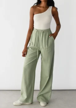 Pantalons^Outfitbook Pantalon large lin cordon VERT