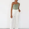 Pantalons^Outfitbook Pantalon large lin cordon BLANC