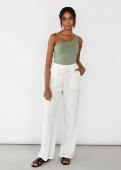 Pantalons^Outfitbook Pantalon large lin cordon BLANC