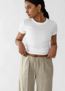 Pantalons^Outfitbook Pantalon large lin cordon TAUPE