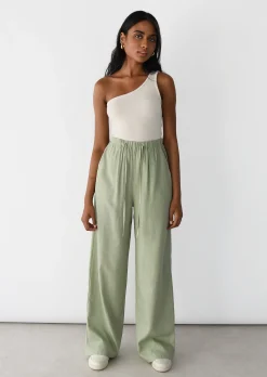 Pantalons^Outfitbook Pantalon large lin cordon VERT