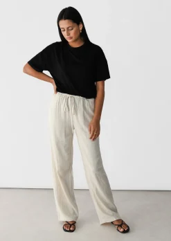 Pantalons^Outfitbook Pantalon large lin cordon BEIGE