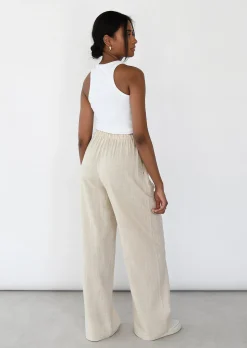 Pantalons^Outfitbook Pantalon large lin cordon BEIGE