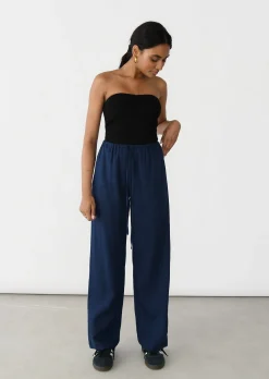 Pantalons^Outfitbook Pantalon large lin cordon BLEU