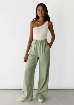 Pantalons^Outfitbook Pantalon large lin cordon VERT
