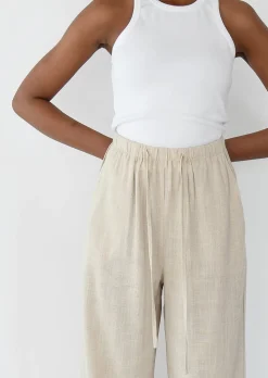 Pantalons^Outfitbook Pantalon large lin cordon BEIGE