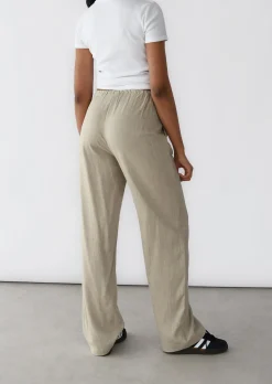 Pantalons^Outfitbook Pantalon large lin cordon TAUPE