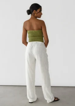Pantalons^Outfitbook Pantalon large lin cordon BLANC