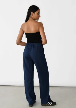Pantalons^Outfitbook Pantalon large lin cordon BLEU