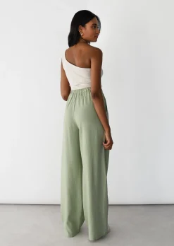 Pantalons^Outfitbook Pantalon large lin cordon VERT