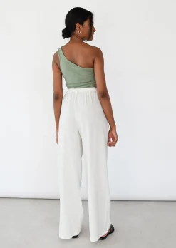 Pantalons^Outfitbook Pantalon large lin cordon BLANC