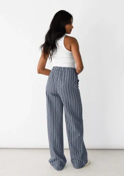 Pantalons^Outfitbook Pantalon large rayé avec cordon BLEU