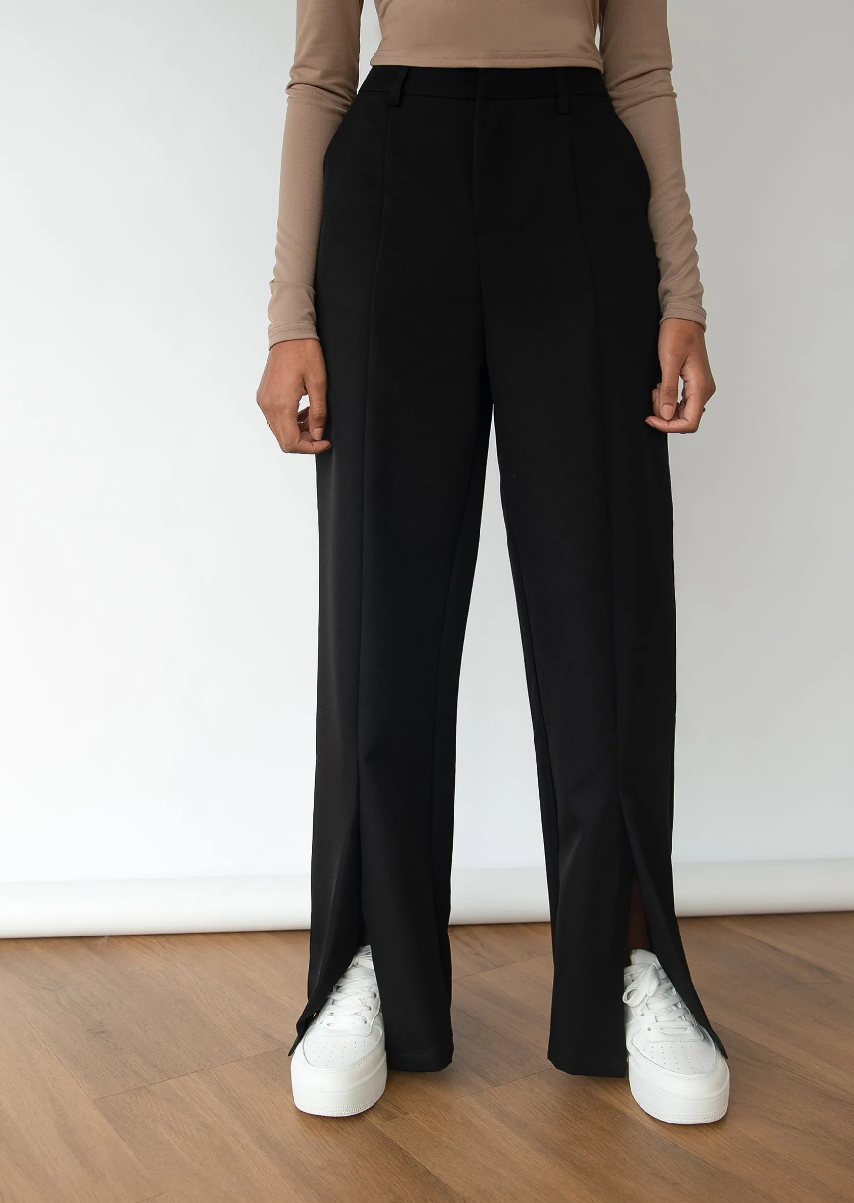 Pantalons^Outfitbook Pantalon noir fendu devant black