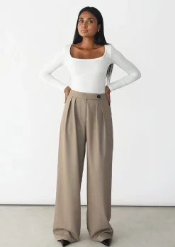 Pantalons^Outfitbook Pantalon wideleg à pinces TAUPE