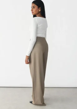 Pantalons^Outfitbook Pantalon wideleg à pinces TAUPE