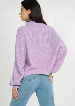 Pulls L Cardigans^Outfitbook Pull à col montant et manches ballon LILAS