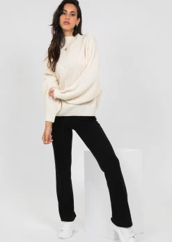 Pulls L Cardigans^Outfitbook Pull à col montant et manches ballon BEIGE