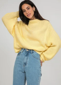 Pulls L Cardigans^Outfitbook Pull à col montant et manches ballon JAUNE