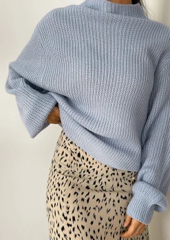 Pulls L Cardigans^Outfitbook Pull à col montant et manches ballon BLEU