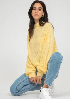 Pulls L Cardigans^Outfitbook Pull à col montant et manches ballon JAUNE