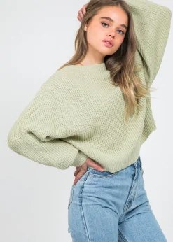 Pulls L Cardigans^Outfitbook Pull à col rond et manches ballon VERT
