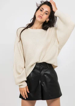 Pulls L Cardigans^Outfitbook Pull à col rond et manches ballon BEIGE