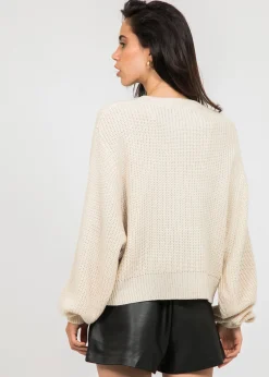 Pulls L Cardigans^Outfitbook Pull à col rond et manches ballon BEIGE