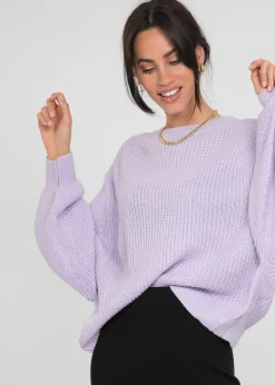 Pulls L Cardigans^Outfitbook Pull à col rond et manches ballon LILAS