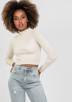 Pulls L Cardigans^Outfitbook Pull à ourlet volanté beige