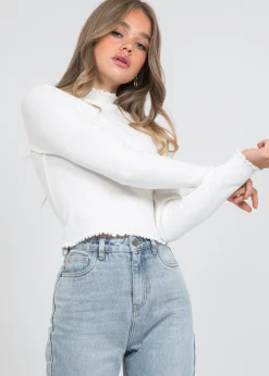 Pulls L Cardigans^Outfitbook Pull à ourlet volanté blanc