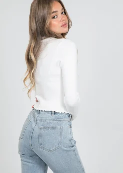 Pulls L Cardigans^Outfitbook Pull à ourlet volanté blanc