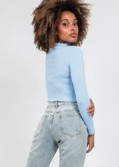 Pulls L Cardigans^Outfitbook Pull à ourlet volanté bleu blue