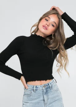 Pulls L Cardigans^Outfitbook Pull à ourlet volanté noir