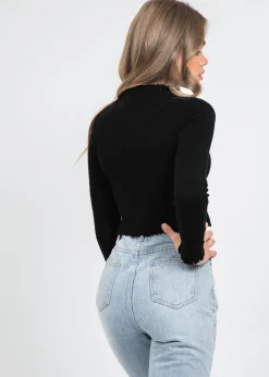 Pulls L Cardigans^Outfitbook Pull à ourlet volanté noir