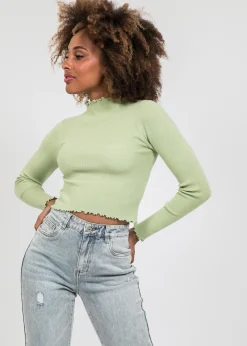 Pulls L Cardigans^Outfitbook Pull à ourlet volanté vert