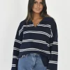 Pulls L Cardigans^Outfitbook Pull à rayures avec col BLEU
