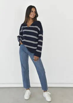 Pulls L Cardigans^Outfitbook Pull à rayures avec col BLEU